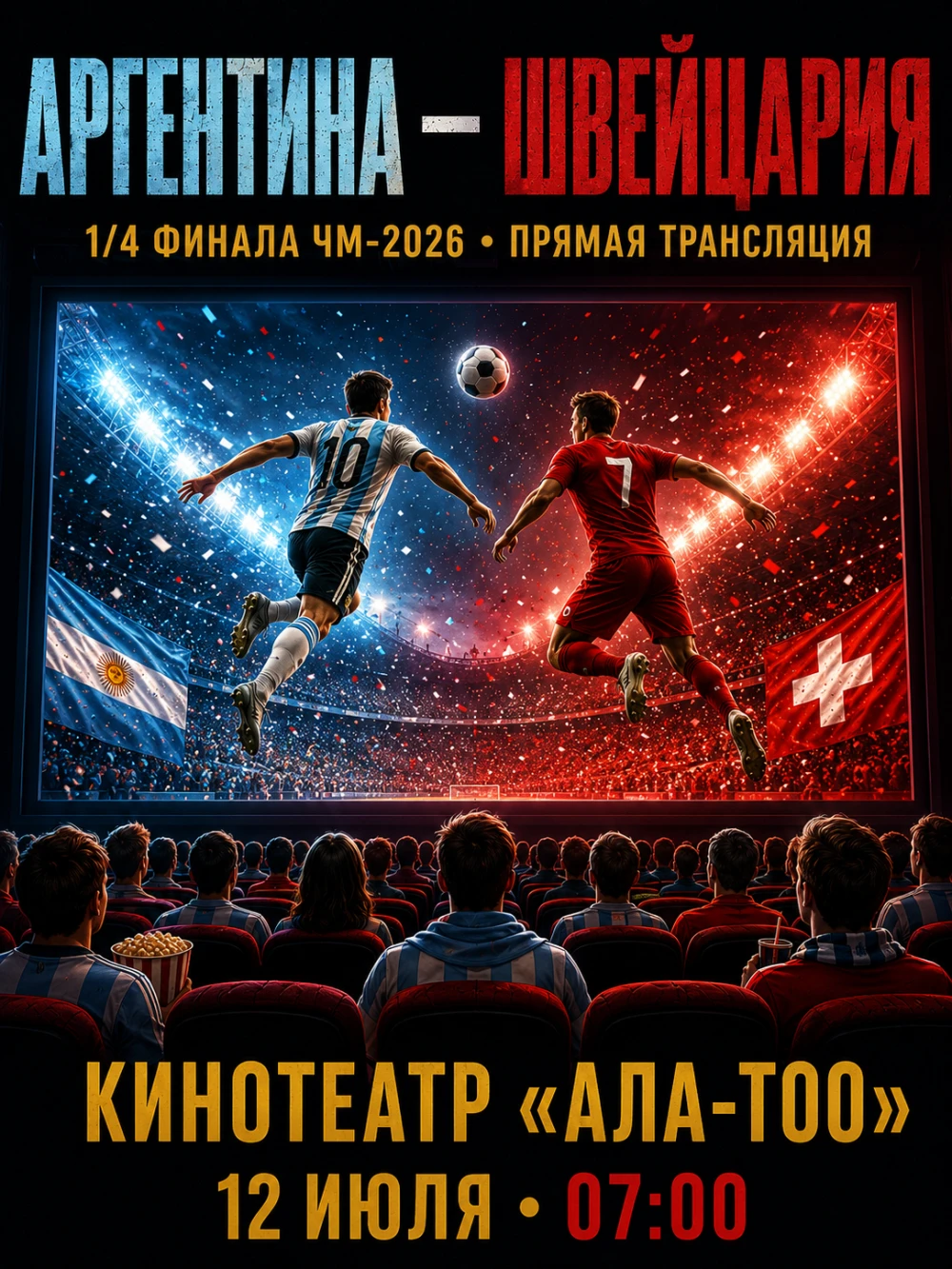 Чемпионат мира по футболу 2026. 1/4 финала: Аргентина – Швейцария